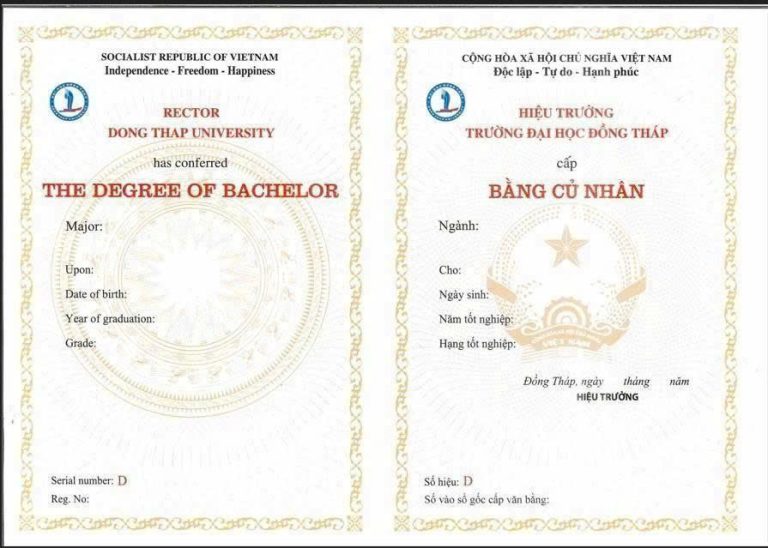 Bằng cử nhân đại học đồng tháp